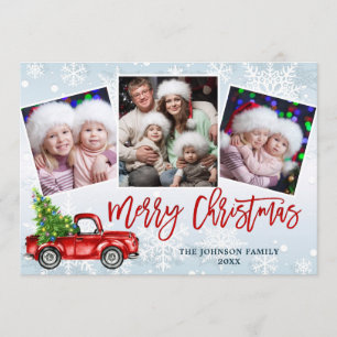 Cartão De Festividades Retro Natal Red Truck Russo 3 FOTO Saudação