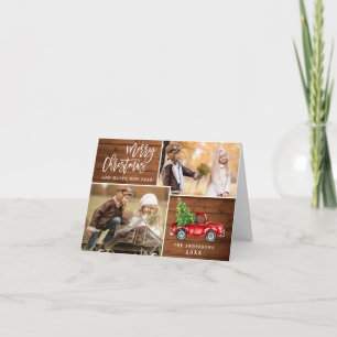 Cartão De Festividades Retro Natal Red Truck Russo 3 FOTO Saudação