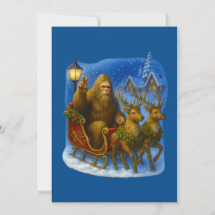 Cartão De Festividades Retro Pé Grande Papai Noel & Rena Vintage 90 Cozy