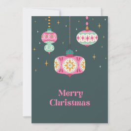 Cartão De Festividades Retro Pink Green Non Photo Christmas Ornament