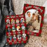 Cartão De Festividades Retro Plaid Oh What A Year In Review 12 Photo Arch<br><div class="desc">Share your family’s special memories of the year with these retro Christmas plaid "Oh what a year" in review family photo arch holiday card! The trendy design features 12 custom arched photo templates on a classic plaid background, perfect for displaying a collection of your cherished photos from the past year....</div>