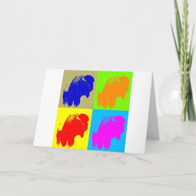 Cartão De Festividades Retro Pop Art Bison Buffalo Trabalho de arte (Frente)