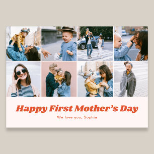 Cartão De Festividades Retro Primeiro Dia das Mães 12 Colagem de Fotos