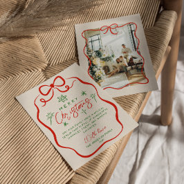 Cartão De Festividades Retro Red Green Hand Draky Arco Natal