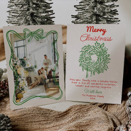 Cartão De Festividades Retro Red Hand Drawn Arco Wreath Foto Natal