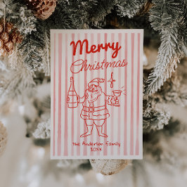 Cartão De Festividades Retro Red Papais noeis Champagne Natal Não Foto