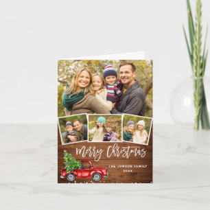 Cartão De Festividades Retro Red Truck Russo 3 FOTO Saudação de Natal