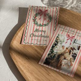 Cartão De Festividades Retro Rosa Vermelho Verde Grinalda Arco de Natal