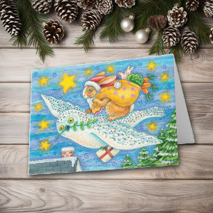 Cartão De Festividades Retro Santa Bunny Christmas