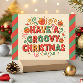 Cartão De Festividades Retro Tenha um Natal Groovy