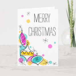 Cartão De Festividades Retro Tree Baubles Canto de Natal vertical