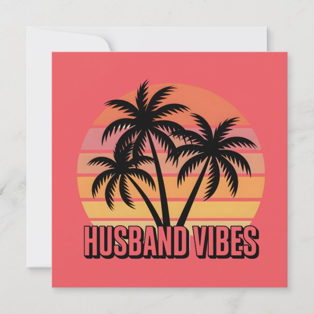 Cartão De Festividades Retro Tropical Sunset Husband Vibes (Frente)