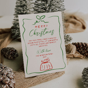 Cartão De Festividades Retro Vermelho Mão Verde Escrita Desenhada Feliz N