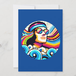 Cartão De Festividades Retro Vibes: Hobbies Groovy na Arte Pixel