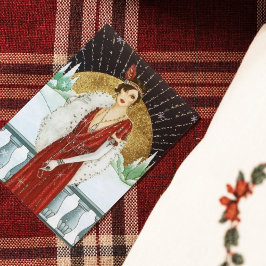 Cartão De Festividades Retro vintage arte deco Lady Natal Feriado