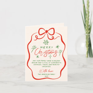 Cartão De Festividades Retro Vintage Desenhando a Mão Quirky Arco Natal