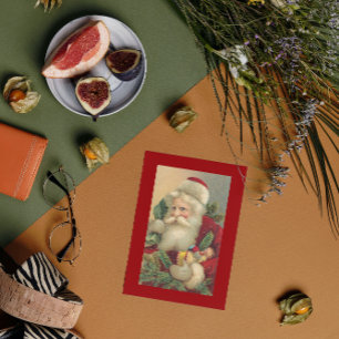 Cartão De Festividades Retro Vintage - Feliz Papai noel de Natal com Pres