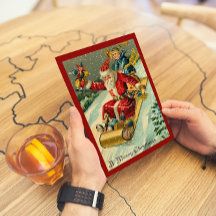 Retro Vintage Feliz Papai noel de Natal Garoto Dor