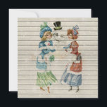 Cartão De Festividades Retrô | Vintage Happy Snowman Com Mulheres<br><div class="desc">Cartão de saudação de retrorreflectores/Natais vintages. Desejo a todos um Feliz Natal e Feliz ano novo!</div>