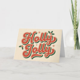 Cartão De Festividades Retro Vintage Holly Jolly Christmas