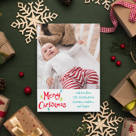 Cartão De Festividades Retro Vintage Lettering Feliz Foto de Natal