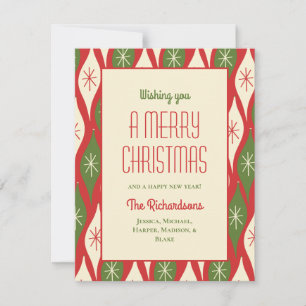 Cartão De Festividades Retro Vintage Meio século Moderno Feliz Natal