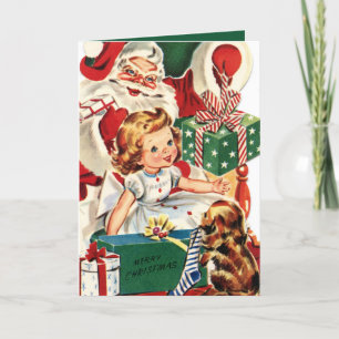 Cartão De Festividades retro vintage Papais noeis crianças adicionam sen