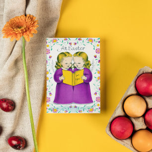 Cartão De Festividades retro vintage Páscoas Angels