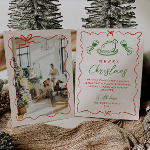 Cartão De Festividades Retro Vintage Red Green - Foto do Natal