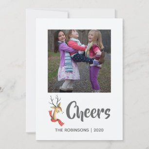 Cartão De Festividades Retro Vintage Reindeer - Foto da Família de Natal