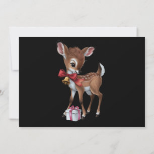 Cartão De Festividades Retro Vintage Reindeer Pink Christmas Baby Deer