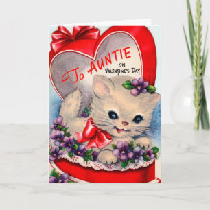 Cartão De Festividades Retro Vintage Valentine cat Aunt card