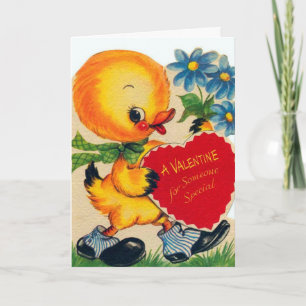 Cartão De Festividades Retro Vintage Valentine duck add message card