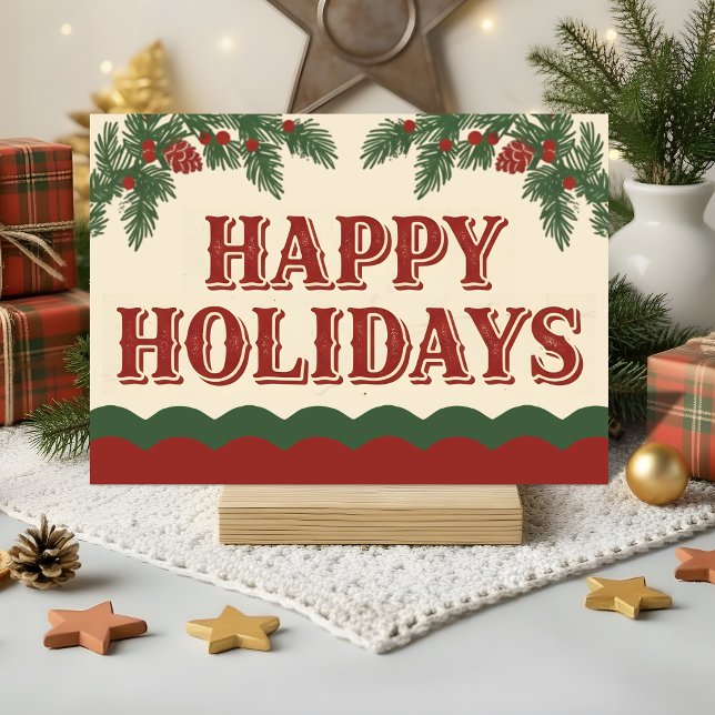 Cartão De Festividades Retro Western Happy Holidays Christmas (Criador carregado)