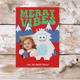 Cartão De Festividades Retro Yeti Whimsical Kids Natal