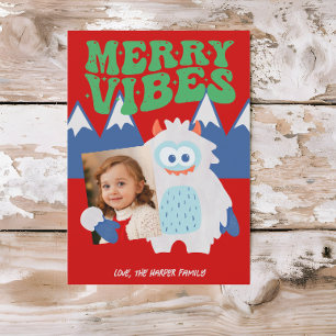 Cartão De Festividades Retro Yeti Whimsical Kids Natal