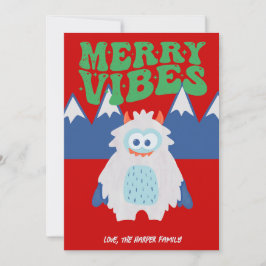 Cartão De Festividades Retro Yeti Whimsical Kids No Photo