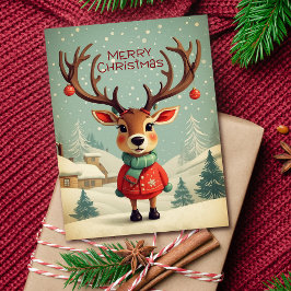 Cartão De Festividades Retron Bebê Retro Bonito Vintage Feliz Natal