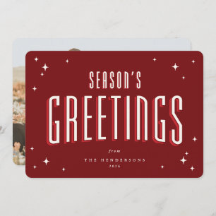 Cartão De Festividades Reuniões da Época Vermelha Profunda Foto Plana