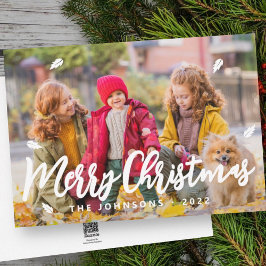 Cartão De Festividades Reuniões Simples Modernas Folha Foto da Família Fo