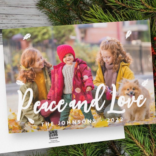 Cartão De Festividades Reuniões Simples Modernas Folha Foto da Família Fo (Criador carregado)