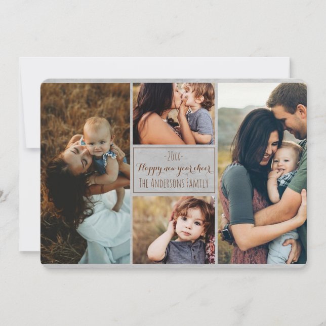 Cartão De Festividades Revisão da Colagem de Fotos da Família Moderna do  (Frente)
