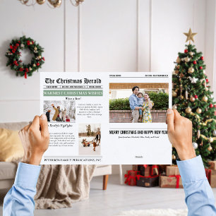 Cartão De Festividades Revisão de Ano Natal Jornal Múltipla Foto