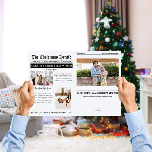 Cartão De Festividades Revisão de Ano Natal Jornal Múltipla Foto