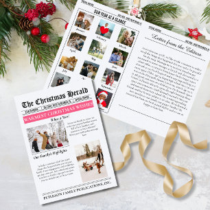 Cartão De Festividades Revisão de Ano Natal Jornal Múltipla Foto