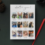 Cartão De Festividades Revisão de Foto de 12 Anos Moderna<br><div class="desc">Que ano! Um cartão de férias minimalista moderno com 12 fotos da família para rever o seu último ano em detalhes.</div>