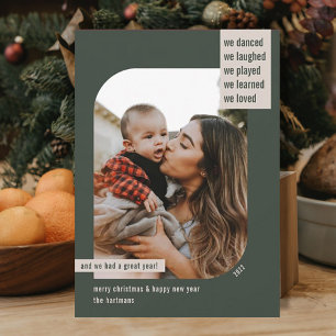 Cartão De Festividades Revisão do ano de quadro moderno 1 Foto de Natal V