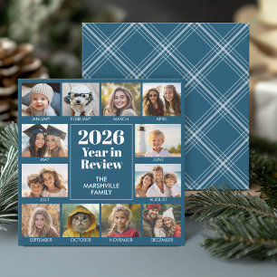 Cartão De Festividades Revisão do Ano em 12 Fotos - 2026 Azul