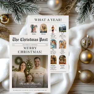 Cartão De Festividades Revisão do Ano   Natal de Jornal Antigo