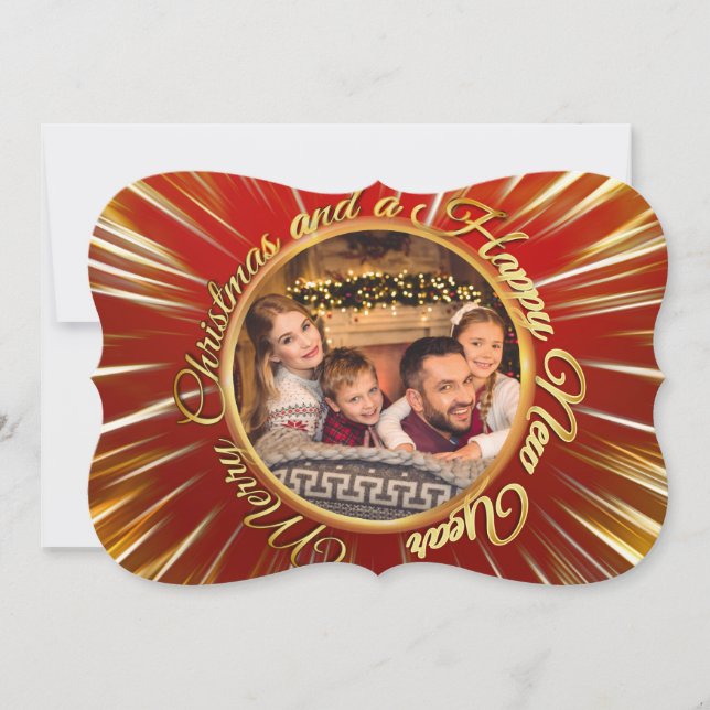 Cartão De Festividades Rico de Foto do Círculo de Feliz ano novo Feliz de (Frente)